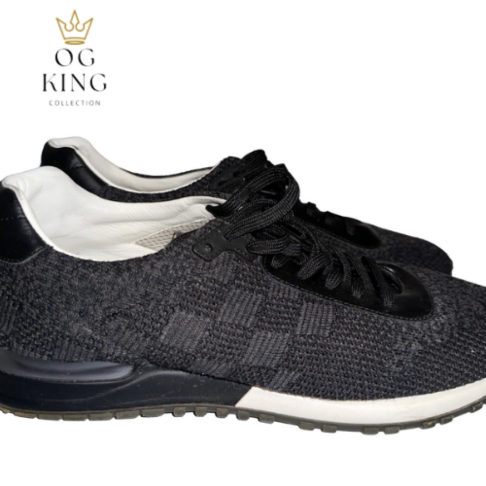 Louis Vuitton Black Damier Fabric and Leather Run Away Sneakers Size 44